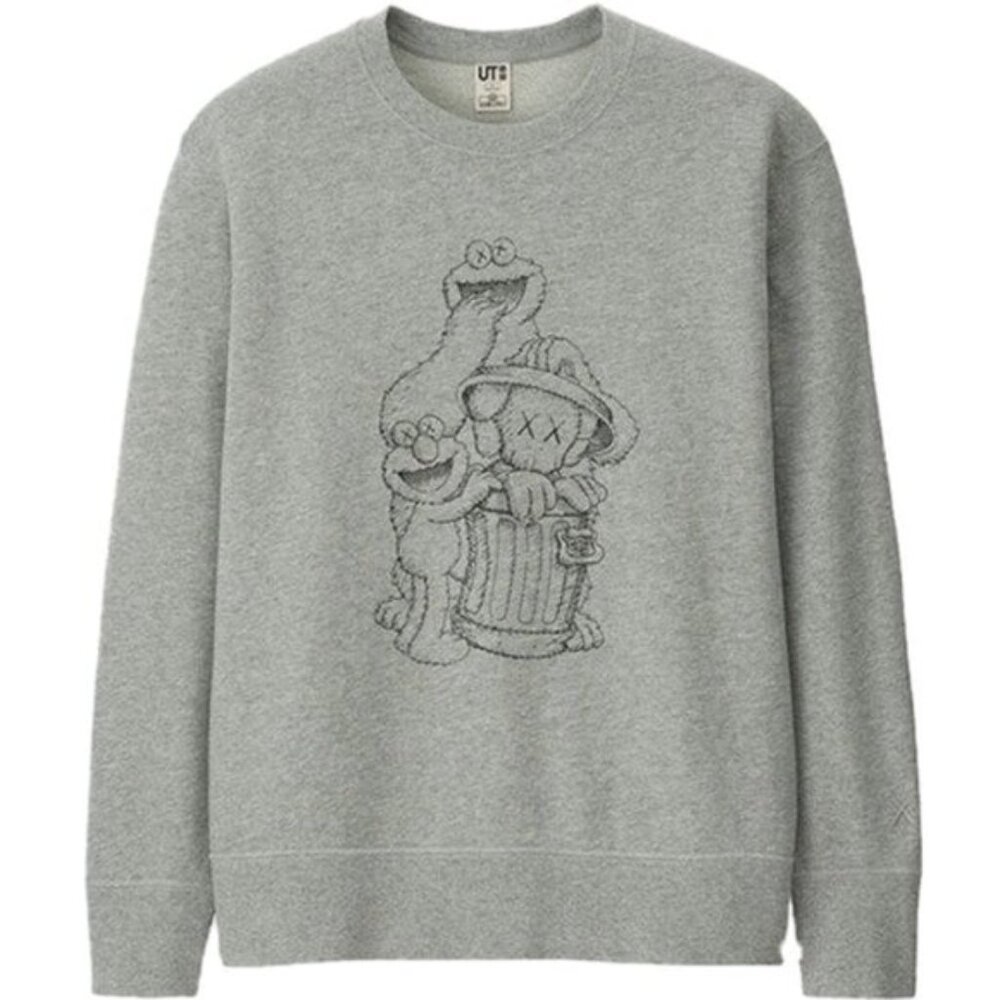 KAWS x Uniqlo x Sesame Street Companion Trash Can Outline Sweatshirt